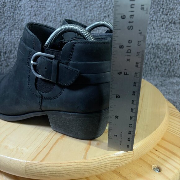 Clarks Charlten Rae Ankle Boots Womens Size 8.5 Black Leather Buckle Booties - Picture 5 of 9
